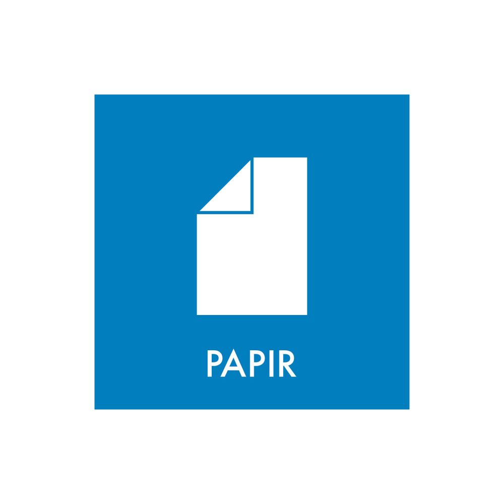 Affaldssortering “papir" - magnetskilt 30x30 cm.
