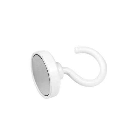 Pottemagnet med krog, Hvid Ø40 mm.