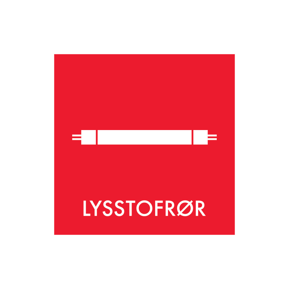 Affaldssortering “lysstofrør” - magnetskilt 30x30 cm.