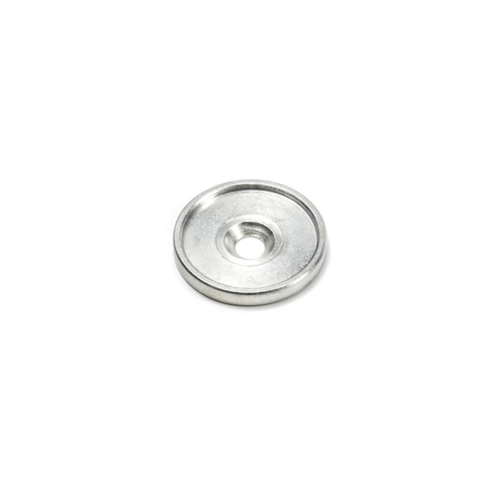 Undersænket metalplade m/kant, Rund 21x2 mm.