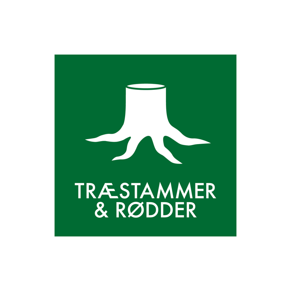 Affaldssortering “træstammer & rødder” - magnetskilt 30x30 cm.