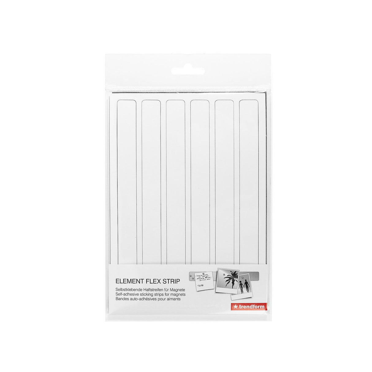 Metal-tavler "FLEX STRIP" 19 cm., Hvid (6-pak)