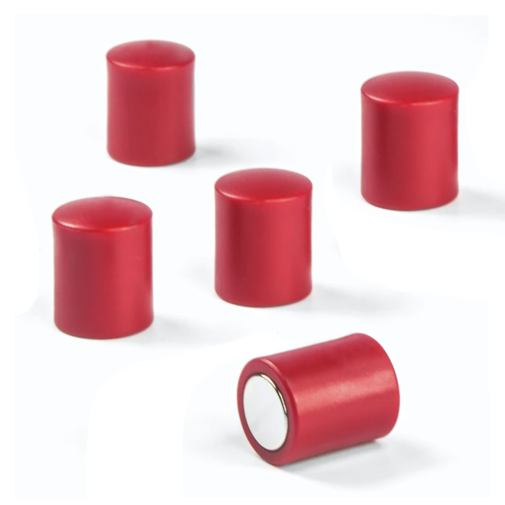 Røde magneter til glastavler & kontortavler, 5-pak