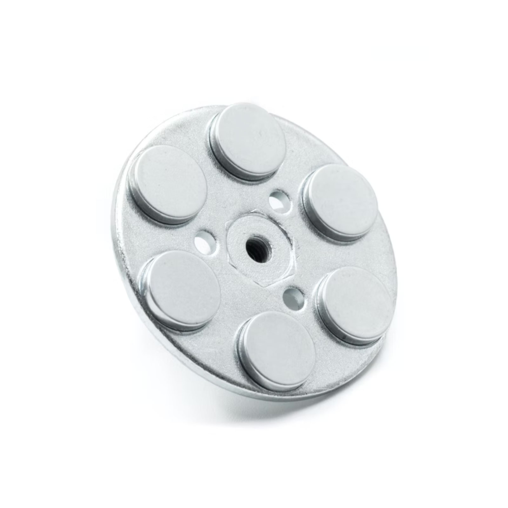 Gummimagnet (hvid) m. indvendigt gevind, Ø43 mm.