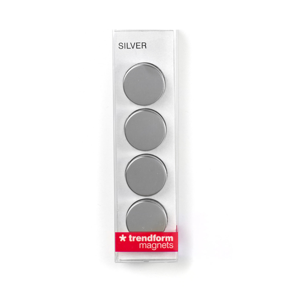 SILVER metal magneter, 4-pak