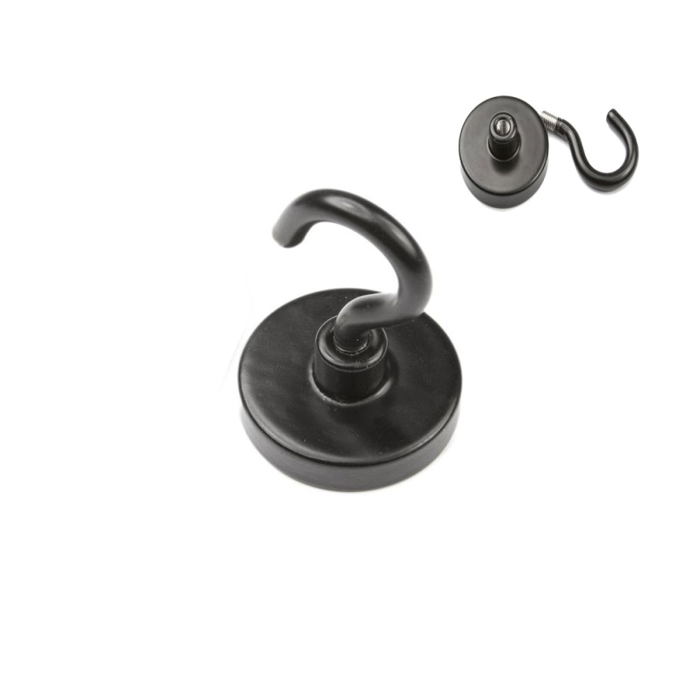 Pottemagnet med krog, Sort Ø32 mm.