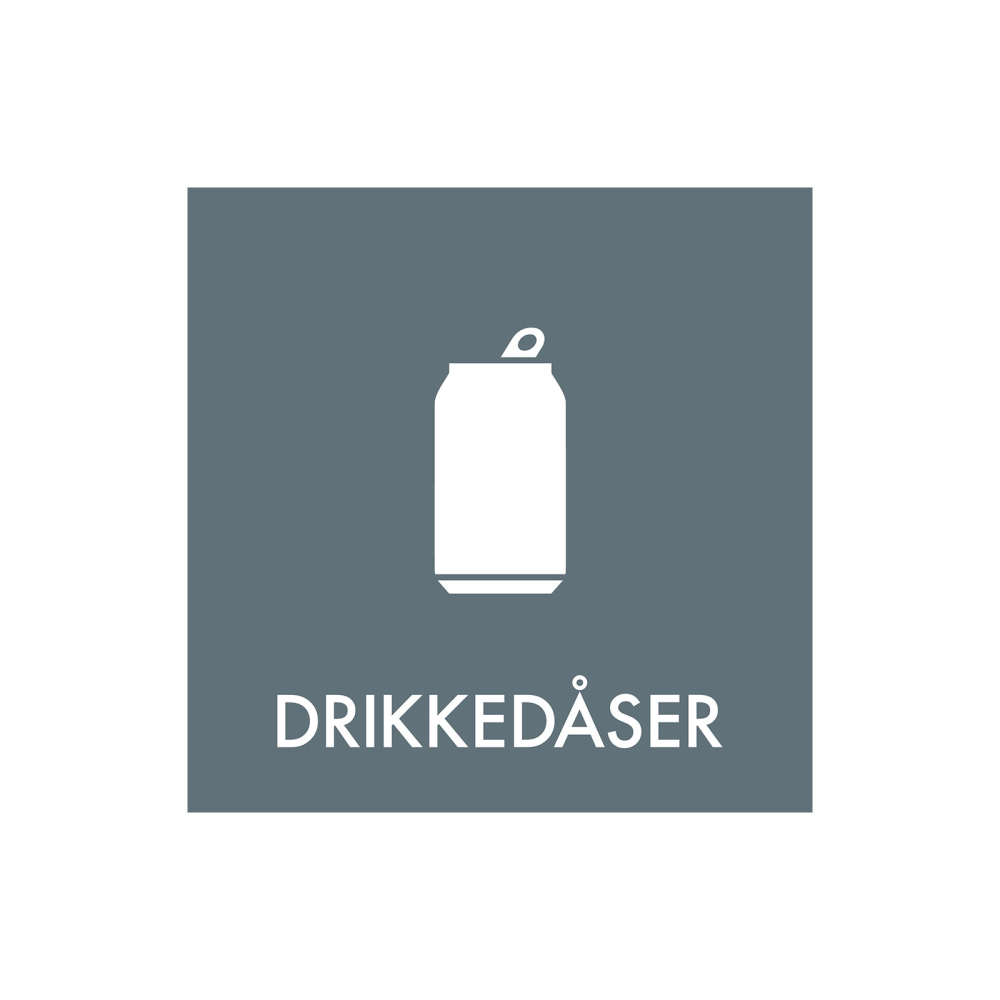 Affaldssortering “drikkedåser” - magnetskilt 30x30 cm.