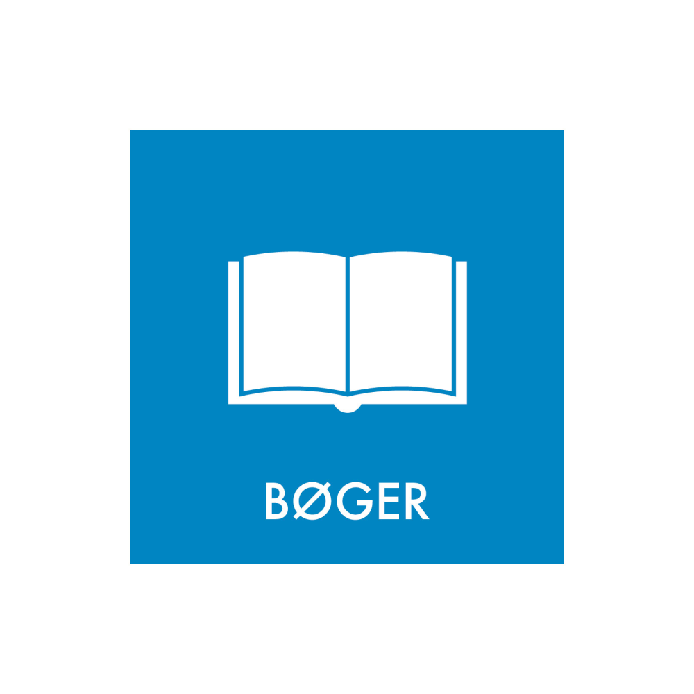 Affaldssortering “bøger” - magnetskilt 30x30 cm.