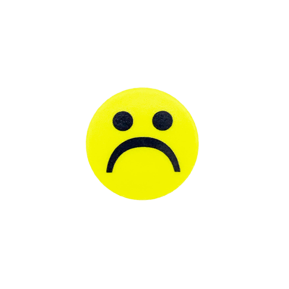 Smiley Magnet gul, Sur - Kraftig magnet - Køb sure gule smileyer her