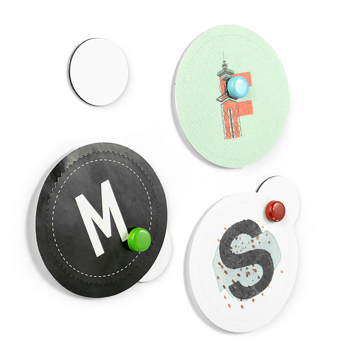 Runde metal-tavler "FLEX DOT" mini, Hvid (28-pak)