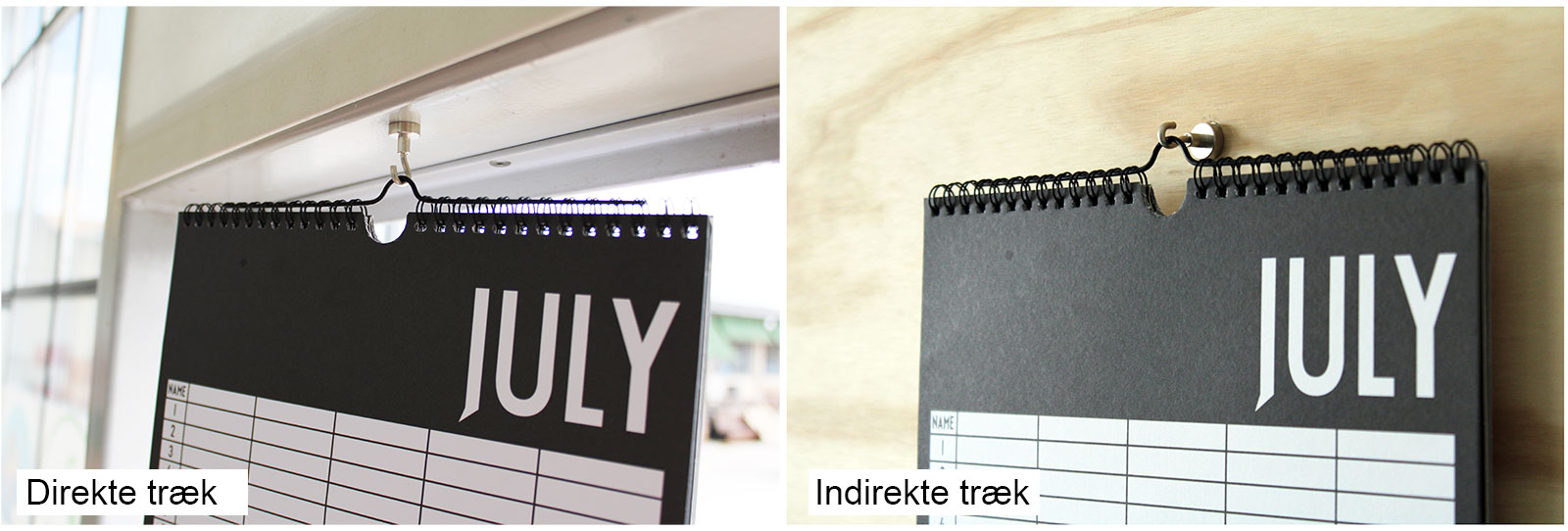 Der er forskel på, om din kalender hænger i samme retning som magneten eller en anden retning end magneten